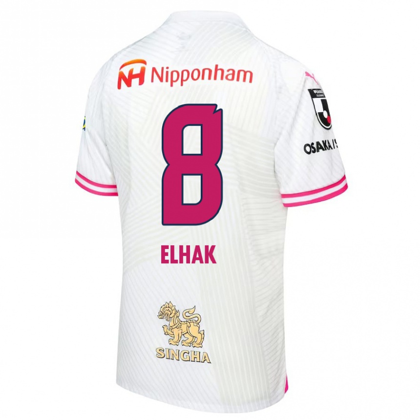 Men Football Akuro Elhak #8 White Pink Away Jersey 2024/25 T-Shirt Australia