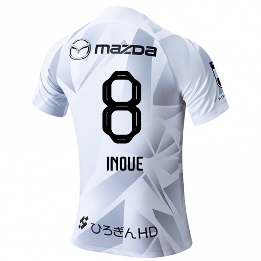 Men Football Akashi Inoue #8 White Grey Black Away Jersey 2024/25 T-Shirt Australia