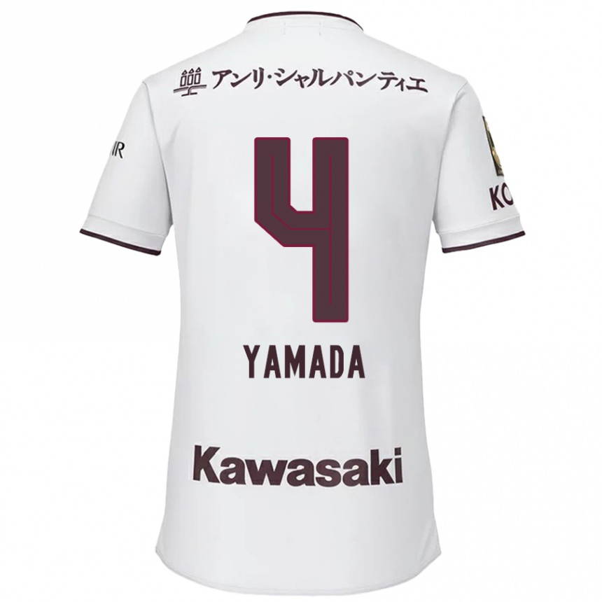 Men Football Kaito Yamada #4 White Red Away Jersey 2024/25 T-Shirt Australia