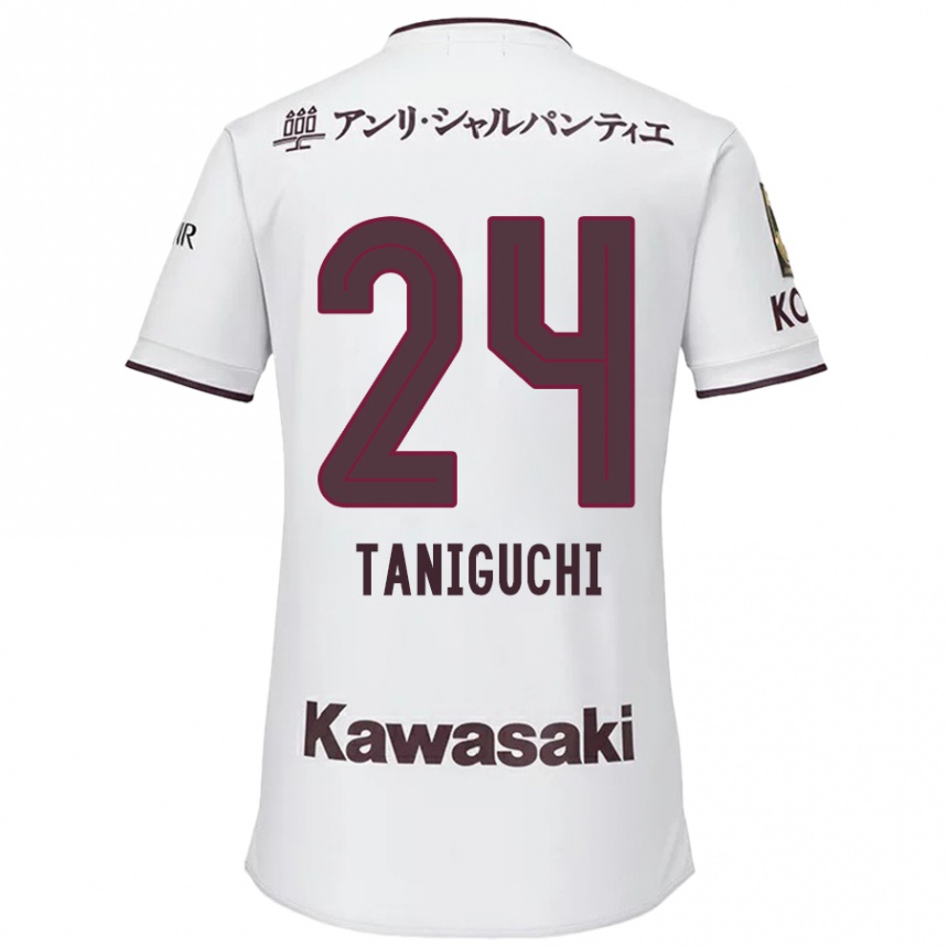 Men Football Hiroto Taniguchi #24 White Red Away Jersey 2024/25 T-Shirt Australia