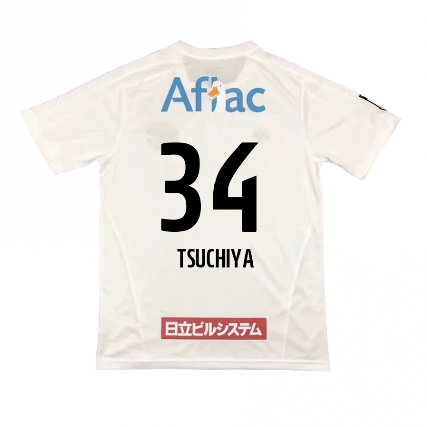 Men Football Takumi Tsuchiya #34 White Black Away Jersey 2024/25 T-Shirt Australia