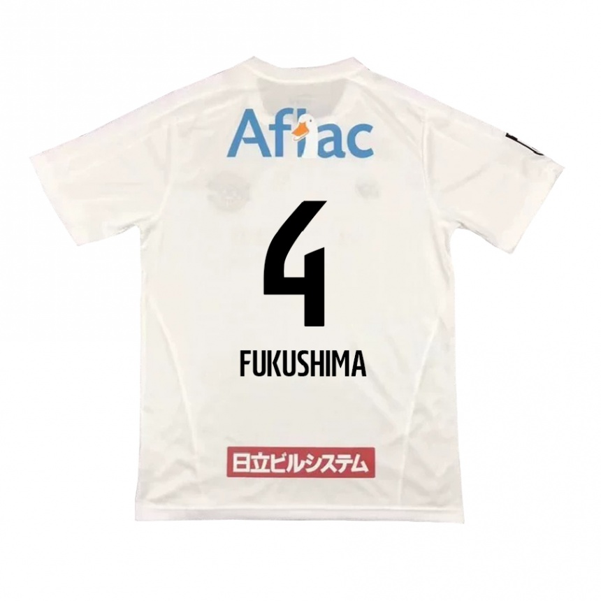 Men Football Taiga Fukushima #4 White Black Away Jersey 2024/25 T-Shirt Australia