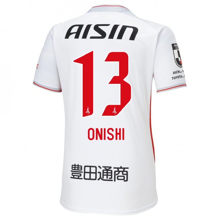 Men Football Ritsu Onishi #13 White Yellow Red Away Jersey 2024/25 T-Shirt Australia