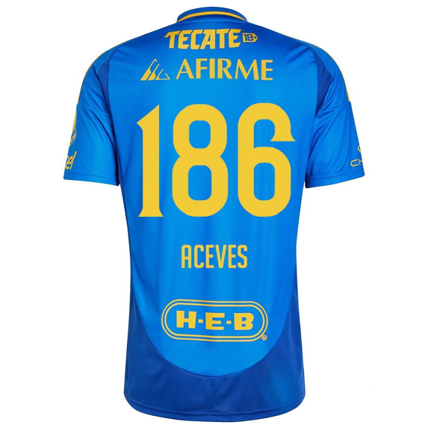 Men Football Israel Aceves #186 Blue Yellow Away Jersey 2024/25 T-Shirt Australia