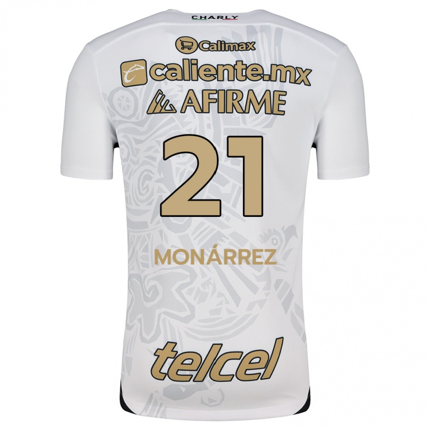 Men Football Fernando Monárrez #21 White Black Away Jersey 2024/25 T-Shirt Australia