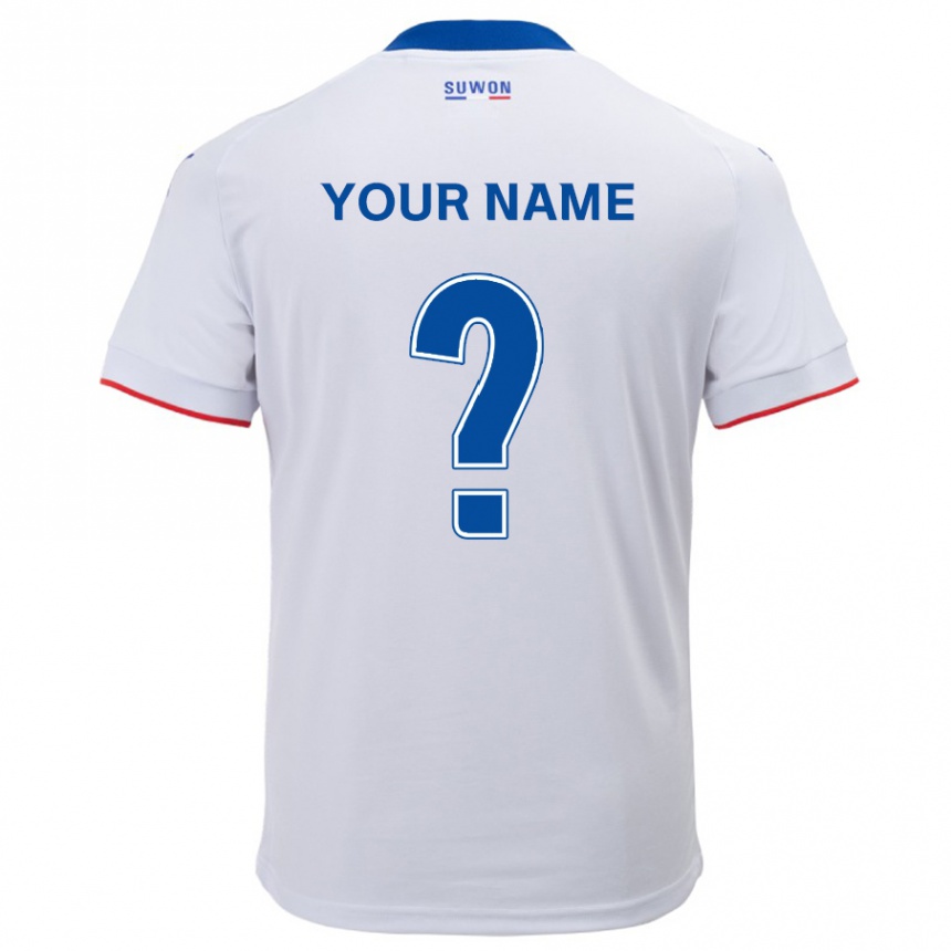 Men Football Your Name #0 White Blue Away Jersey 2024/25 T-Shirt Australia