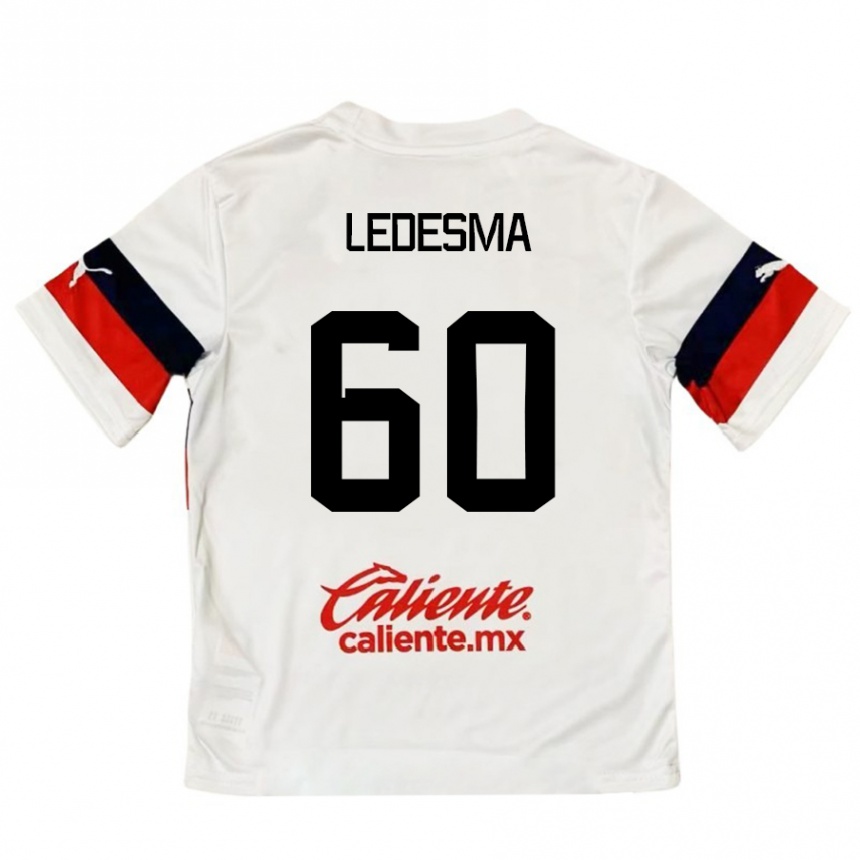 Men Football Luis Ledesma #60 White Red Away Jersey 2024/25 T-Shirt Australia