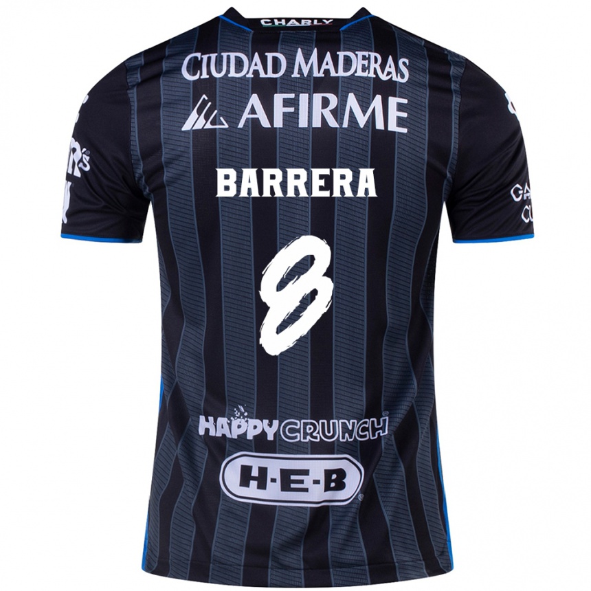 Men Football Pablo Barrera #8 White Black Away Jersey 2024/25 T-Shirt Australia