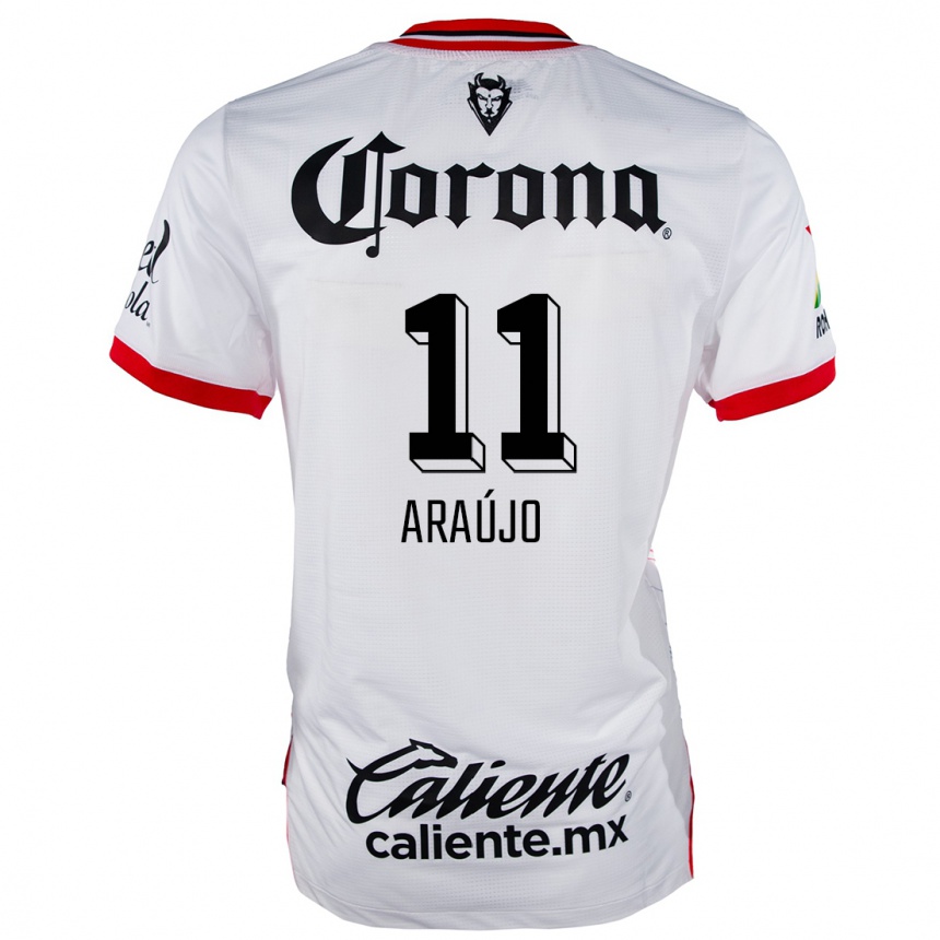 Men Football Maximiliano Araújo #11 White Red Away Jersey 2024/25 T-Shirt Australia