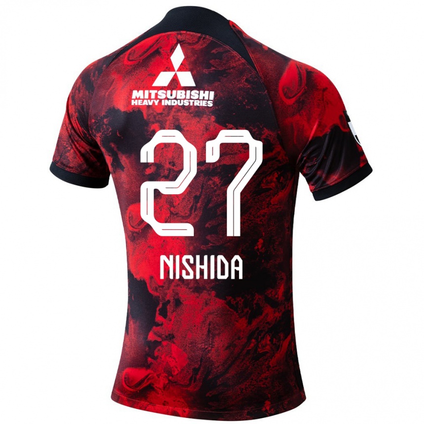 Women Football Haruto Nishida #27 Red Black Home Jersey 2024/25 T-Shirt Australia