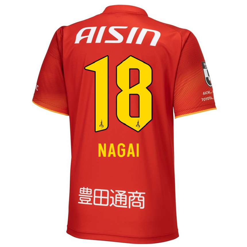 Women Football Kensuke Nagai #18 Red White Yellow Home Jersey 2024/25 T-Shirt Australia