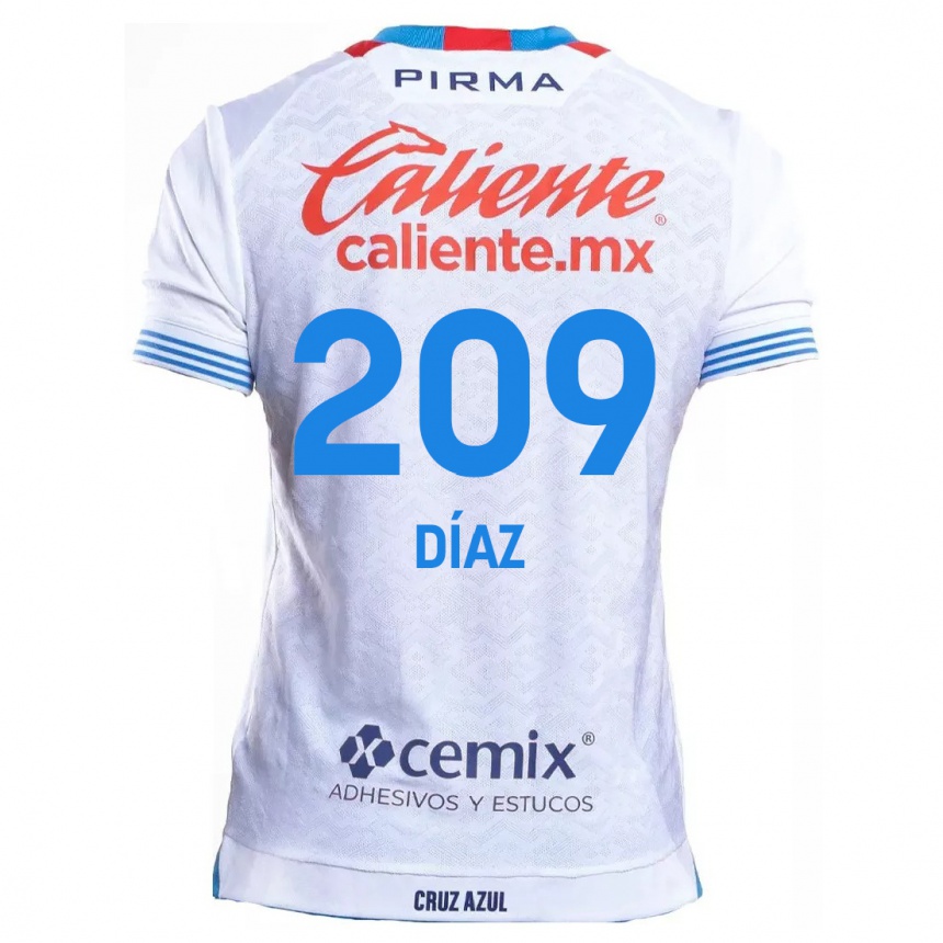 Women Football Josué Díaz #209 White Blue Away Jersey 2024/25 T-Shirt Australia