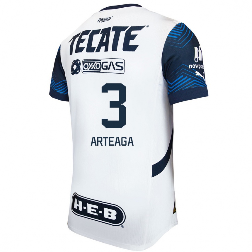 Women Football Gerardo Arteaga #3 White Blue Away Jersey 2024/25 T-Shirt Australia