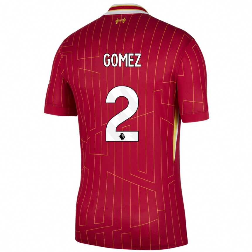 Kids Football Joe Gomez #2 Red Yellow White Home Jersey 2024/25 T-Shirt Australia