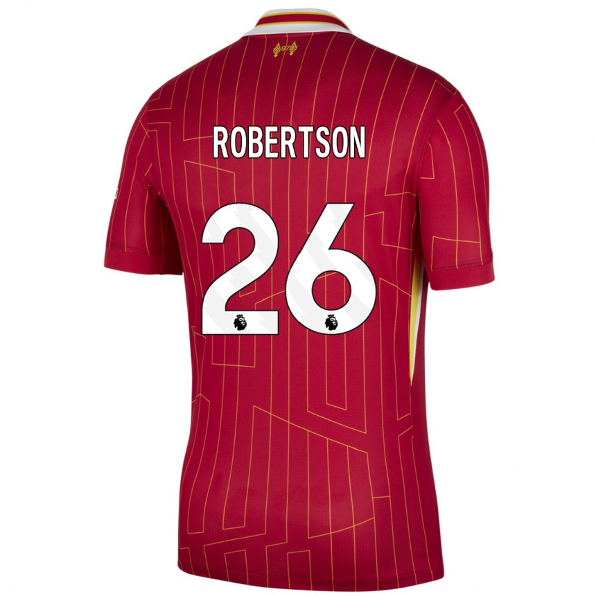 Kids Football Andrew Robertson #26 Red Yellow White Home Jersey 2024/25 T-Shirt Australia