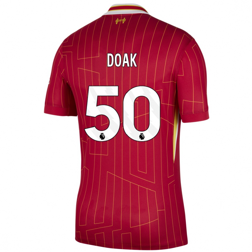 Kids Football Ben Doak #50 Red Yellow White Home Jersey 2024/25 T-Shirt Australia