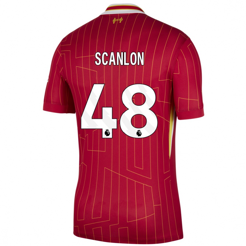 Kids Football Calum Scanlon #48 Red Yellow White Home Jersey 2024/25 T-Shirt Australia