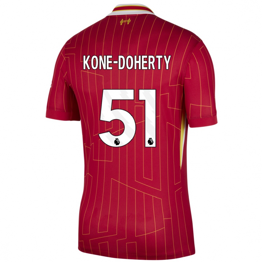 Kids Football Trent Kone-Doherty #51 Red Yellow White Home Jersey 2024/25 T-Shirt Australia