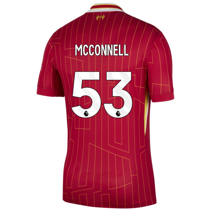 Kids Football James Mcconnell #53 Red Yellow White Home Jersey 2024/25 T-Shirt Australia