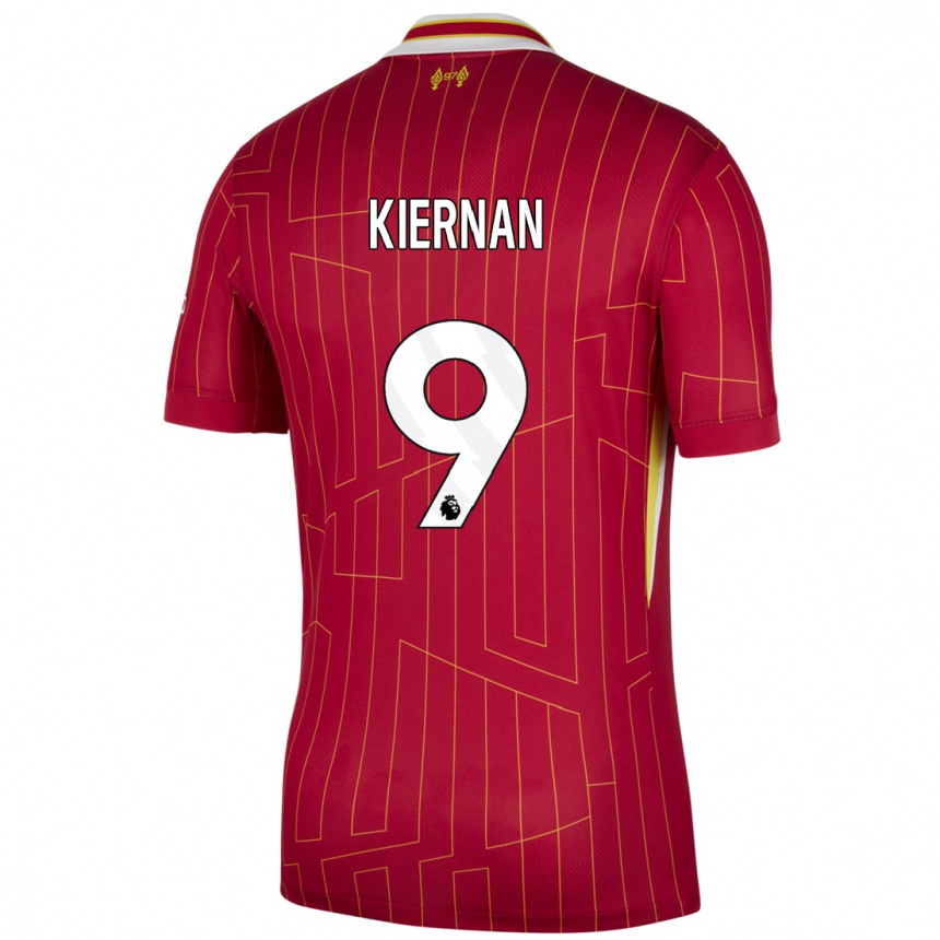 Kids Football Leanne Kiernan #9 Red Yellow White Home Jersey 2024/25 T-Shirt Australia