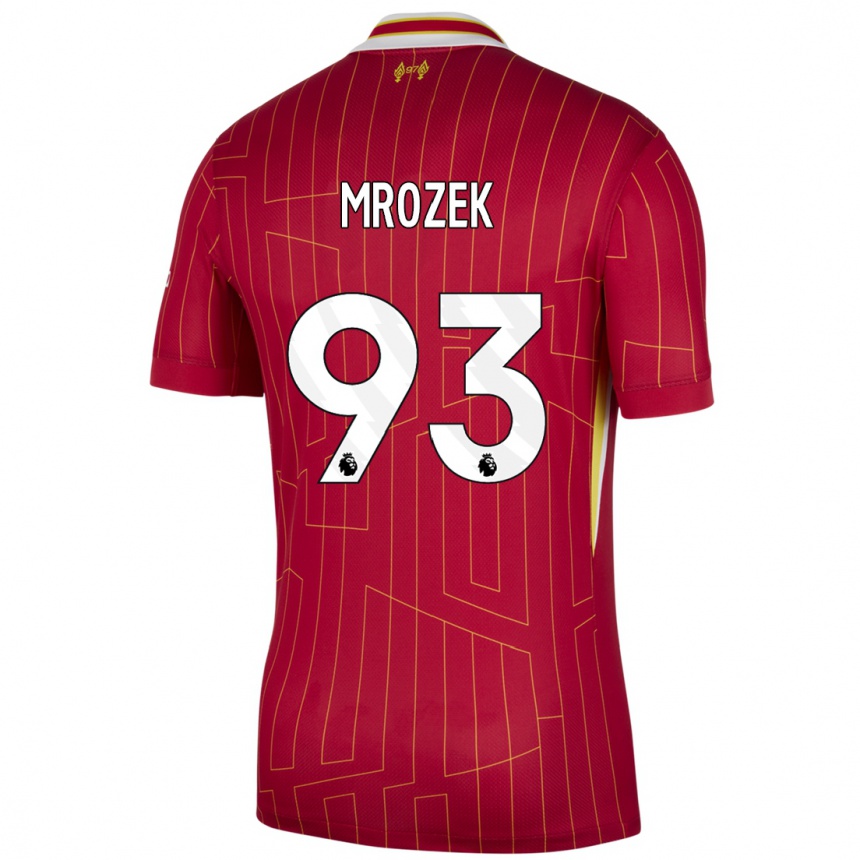 Kids Football Fabian Mrozek #93 Red Yellow White Home Jersey 2024/25 T-Shirt Australia