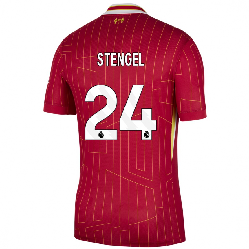 Kids Football Katie Stengel #24 Red Yellow White Home Jersey 2024/25 T-Shirt Australia