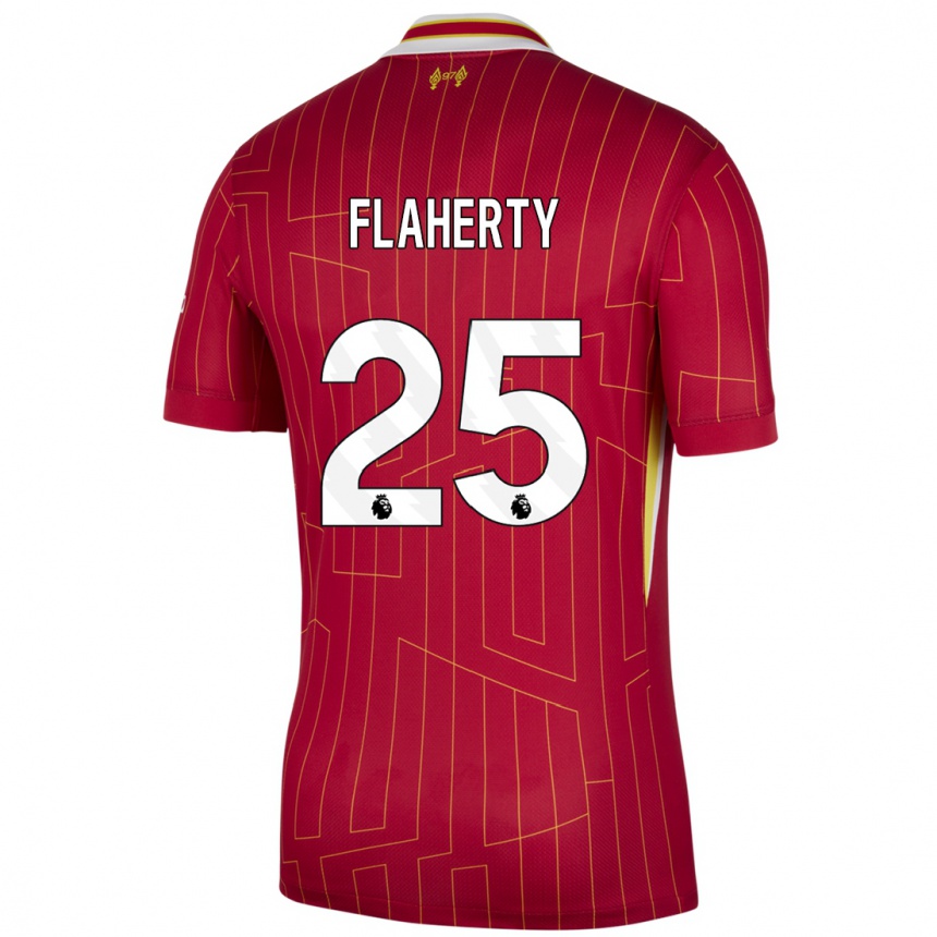 Kids Football Gilly Flaherty #25 Red Yellow White Home Jersey 2024/25 T-Shirt Australia