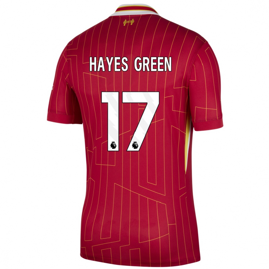 Kids Football Charlie Hayes-Green #17 Red Yellow White Home Jersey 2024/25 T-Shirt Australia