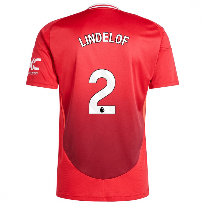 Kids Football Victor Lindelof #2 Bright Red Home Jersey 2024/25 T-Shirt Australia