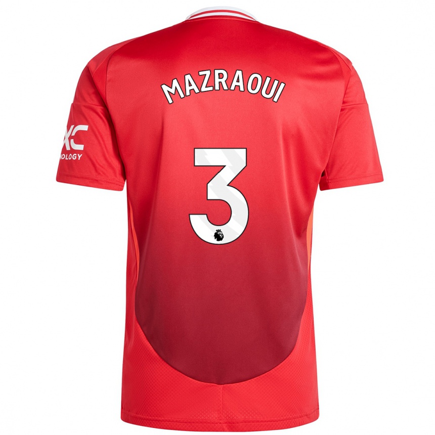 Kids Football Noussair Mazraoui #3 Bright Red Home Jersey 2024/25 T-Shirt Australia