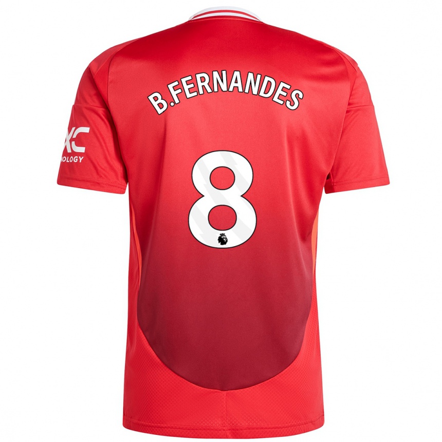 Kids Football Bruno Fernandes #8 Bright Red Home Jersey 2024/25 T-Shirt Australia