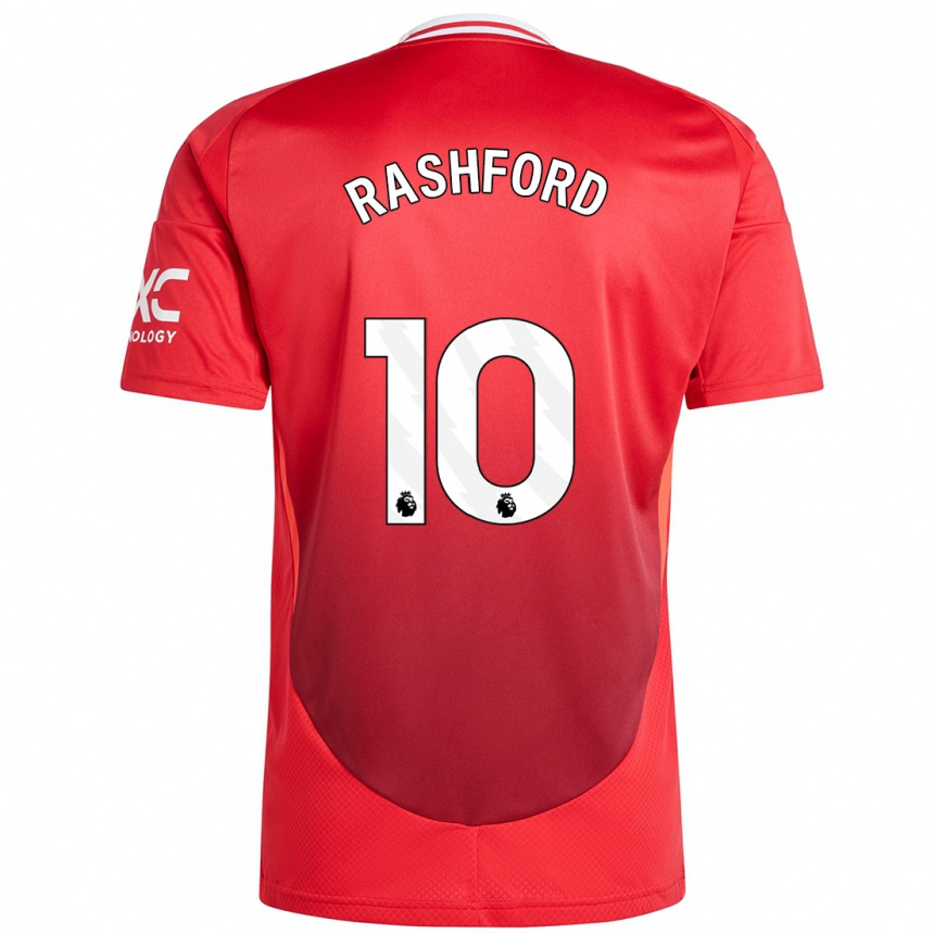 Kids Football Marcus Rashford #10 Bright Red Home Jersey 2024/25 T-Shirt Australia