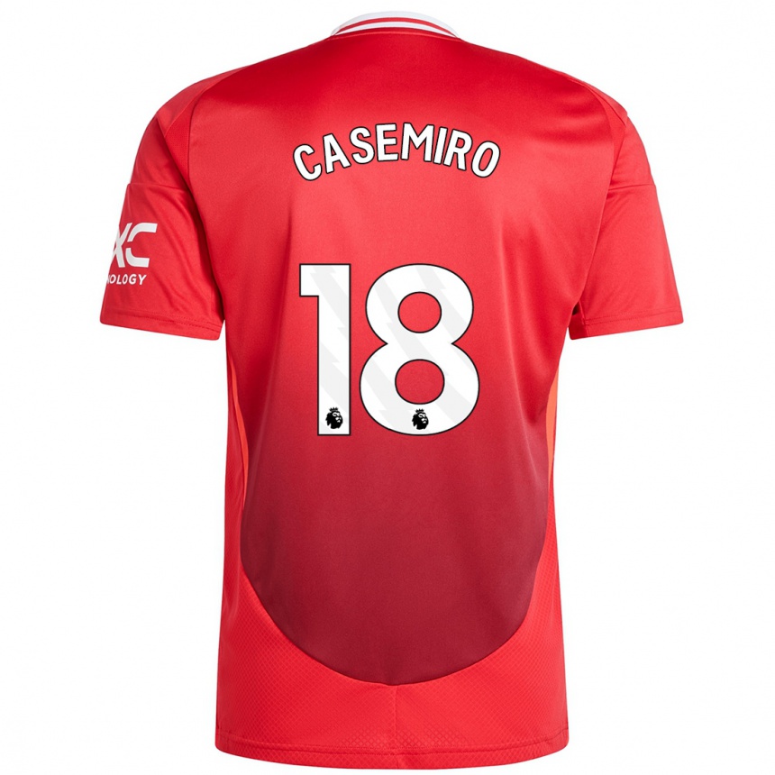 Kids Football Casemiro #18 Bright Red Home Jersey 2024/25 T-Shirt Australia