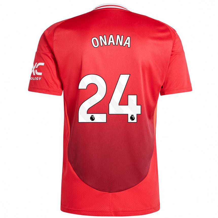 Kids Football Andre Onana #24 Bright Red Home Jersey 2024/25 T-Shirt Australia