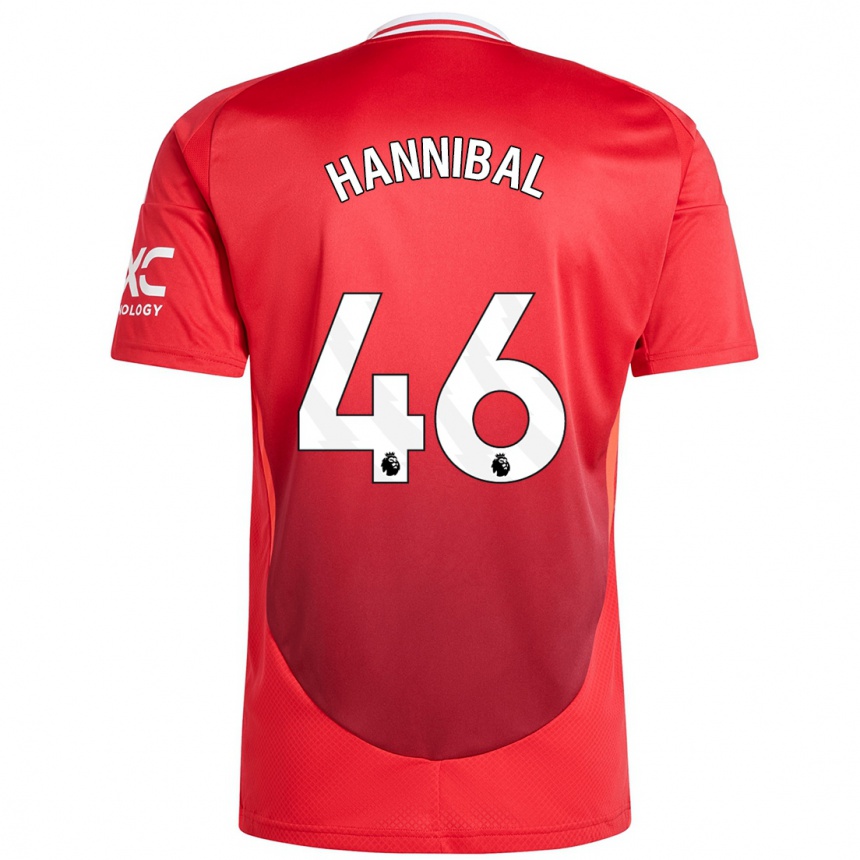 Kids Football Hannibal Mejbri #46 Bright Red Home Jersey 2024/25 T-Shirt Australia