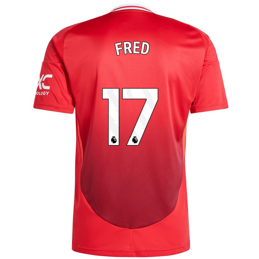 Kids Football Fred #17 Bright Red Home Jersey 2024/25 T-Shirt Australia