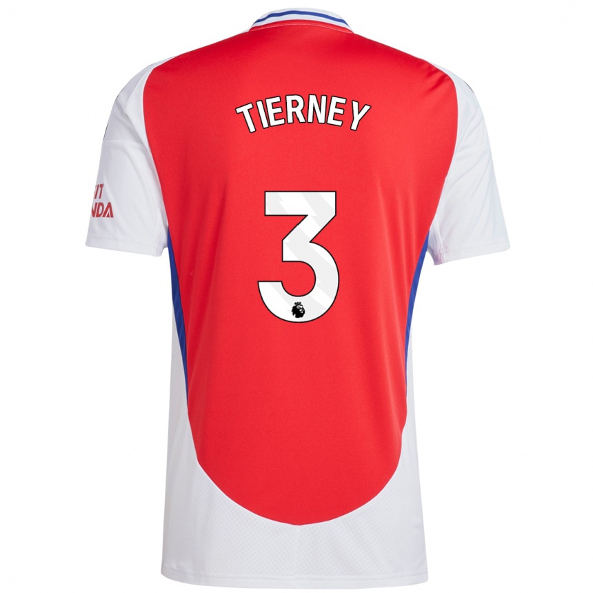 Kids Football Kieran Tierney #3 Red White Home Jersey 2024/25 T-Shirt Australia