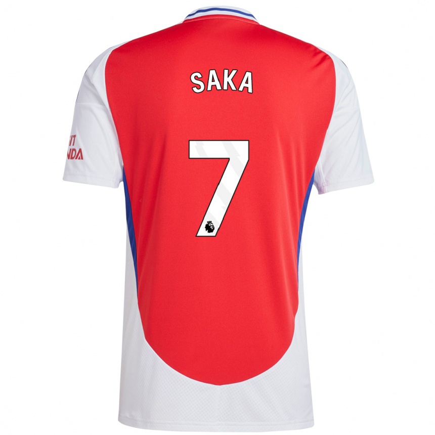 Kids Football Bukayo Saka #7 Red White Home Jersey 2024/25 T-Shirt Australia