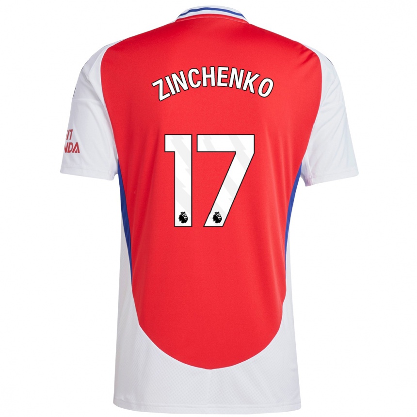 Kids Football Oleksandr Zinchenko #17 Red White Home Jersey 2024/25 T-Shirt Australia