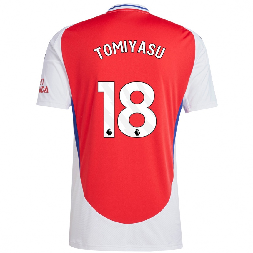 Kids Football Takehiro Tomiyasu #18 Red White Home Jersey 2024/25 T-Shirt Australia