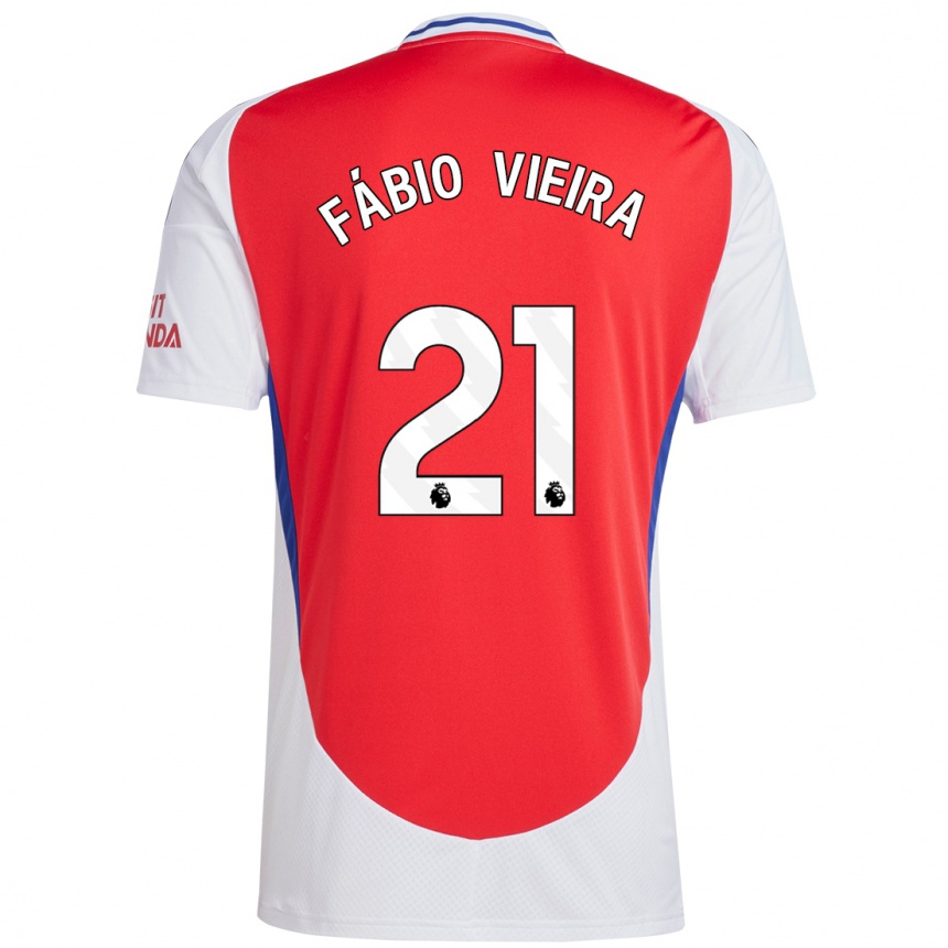 Kids Football Fabio Vieira #21 Red White Home Jersey 2024/25 T-Shirt Australia