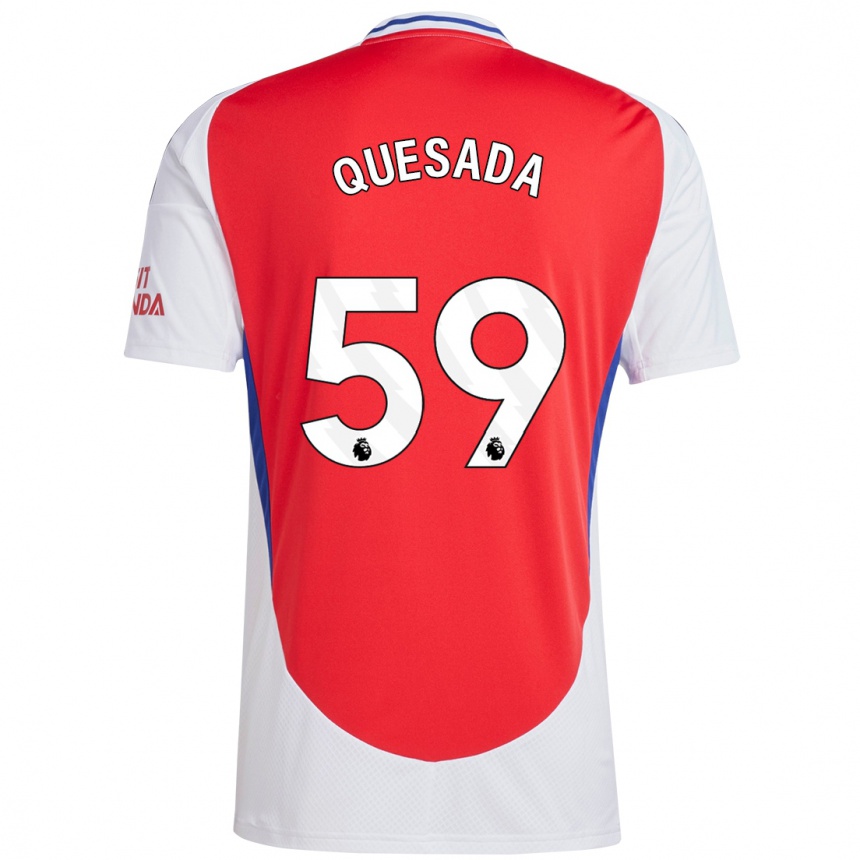 Kids Football Elián Quesada #59 Red White Home Jersey 2024/25 T-Shirt Australia