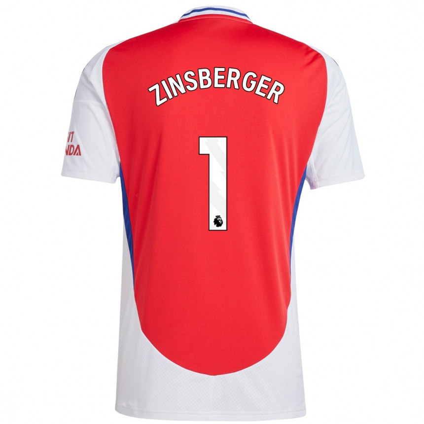 Kids Football Manuela Zinsberger #1 Red White Home Jersey 2024/25 T-Shirt Australia