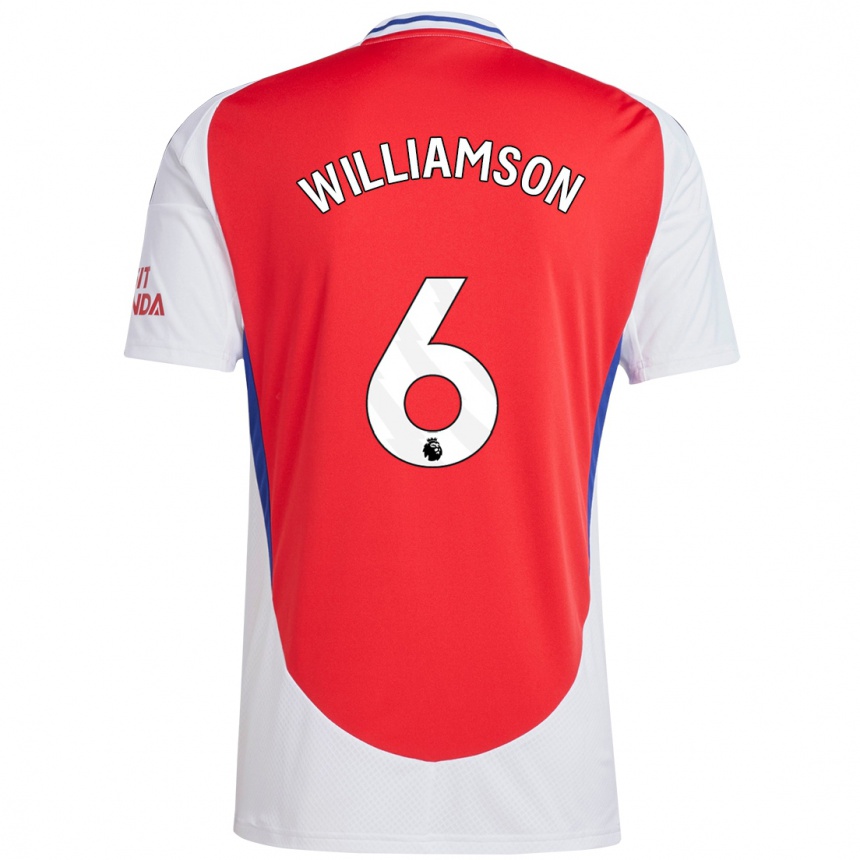 Kids Football Leah Williamson #6 Red White Home Jersey 2024/25 T-Shirt Australia