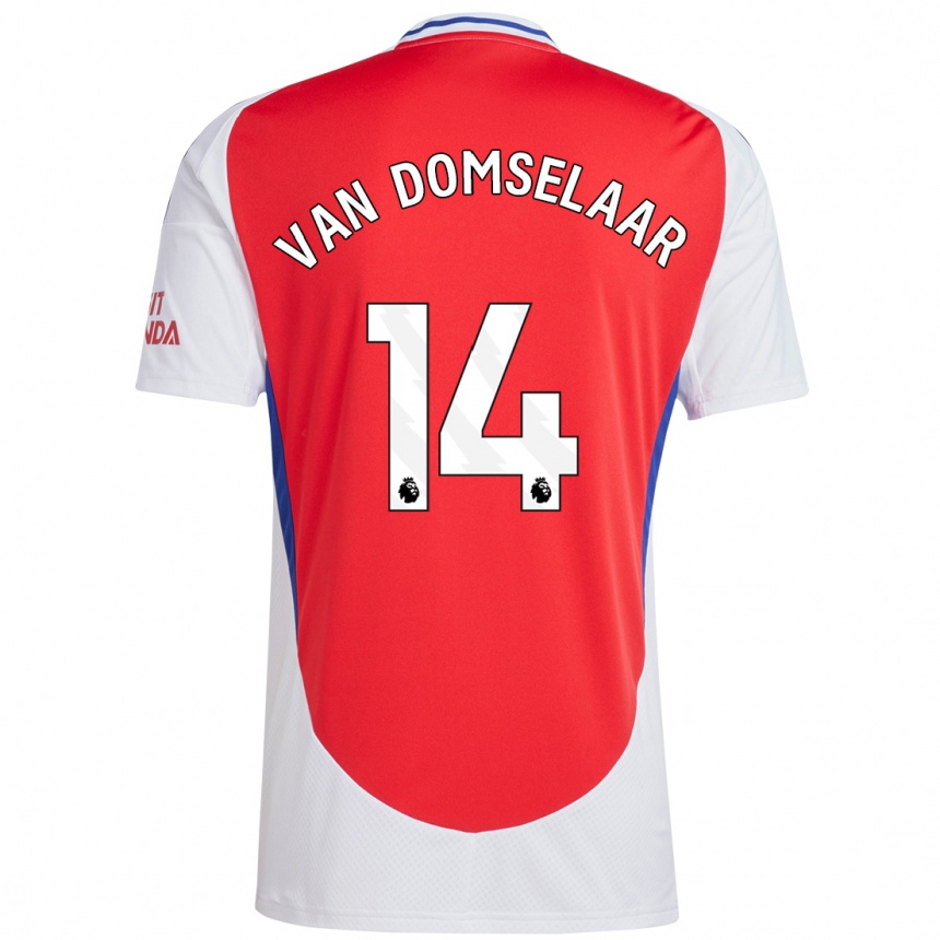 Kids Football Daphne Van Domselaar #14 Red White Home Jersey 2024/25 T-Shirt Australia