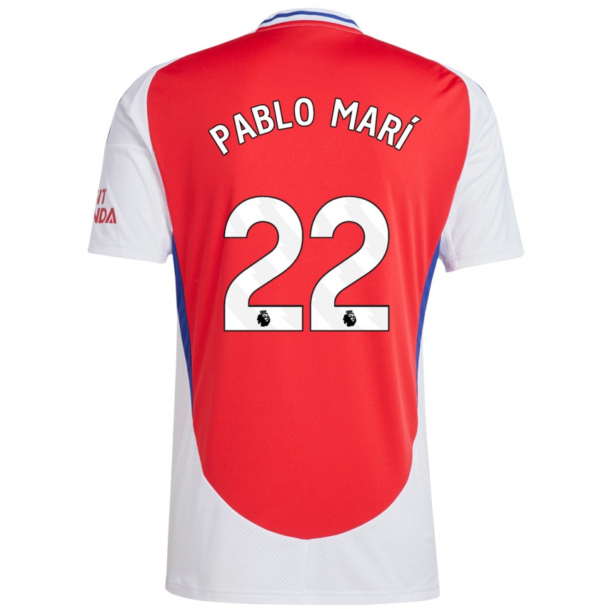 Kids Football Pablo Mari #22 Red White Home Jersey 2024/25 T-Shirt Australia