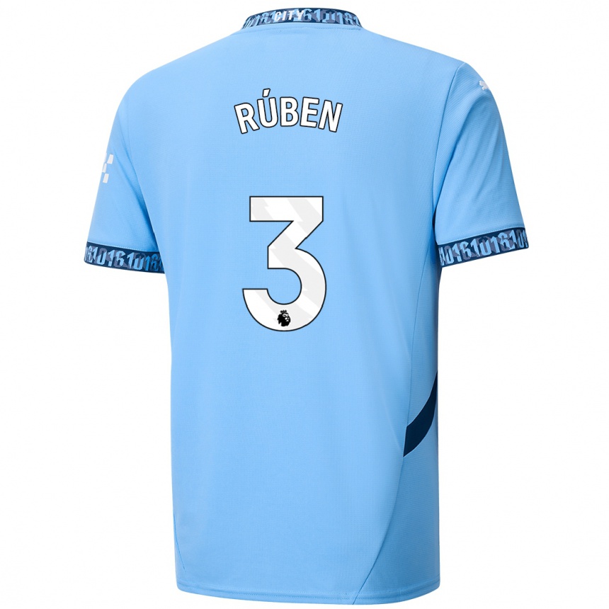 Kids Football Ruben Dias #3 Navy Blue Home Jersey 2024/25 T-Shirt Australia