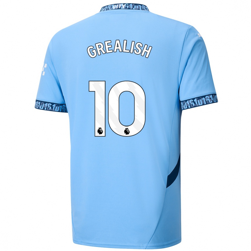 Kids Football Jack Grealish #10 Navy Blue Home Jersey 2024/25 T-Shirt Australia