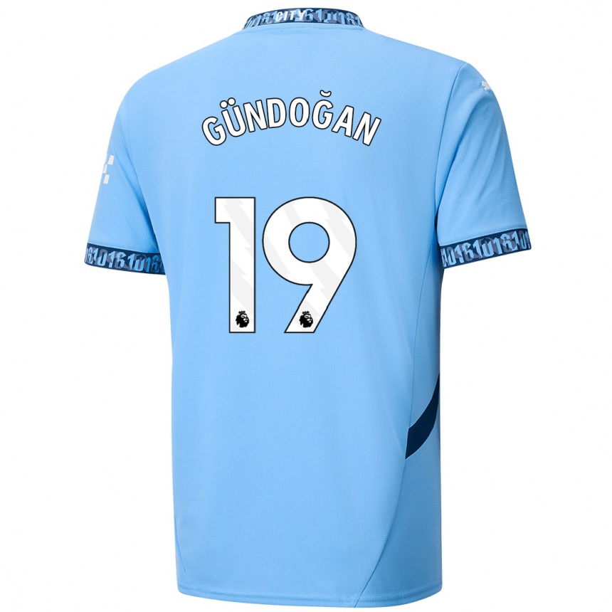 Kids Football Ilkay Gundogan #19 Navy Blue Home Jersey 2024/25 T-Shirt Australia