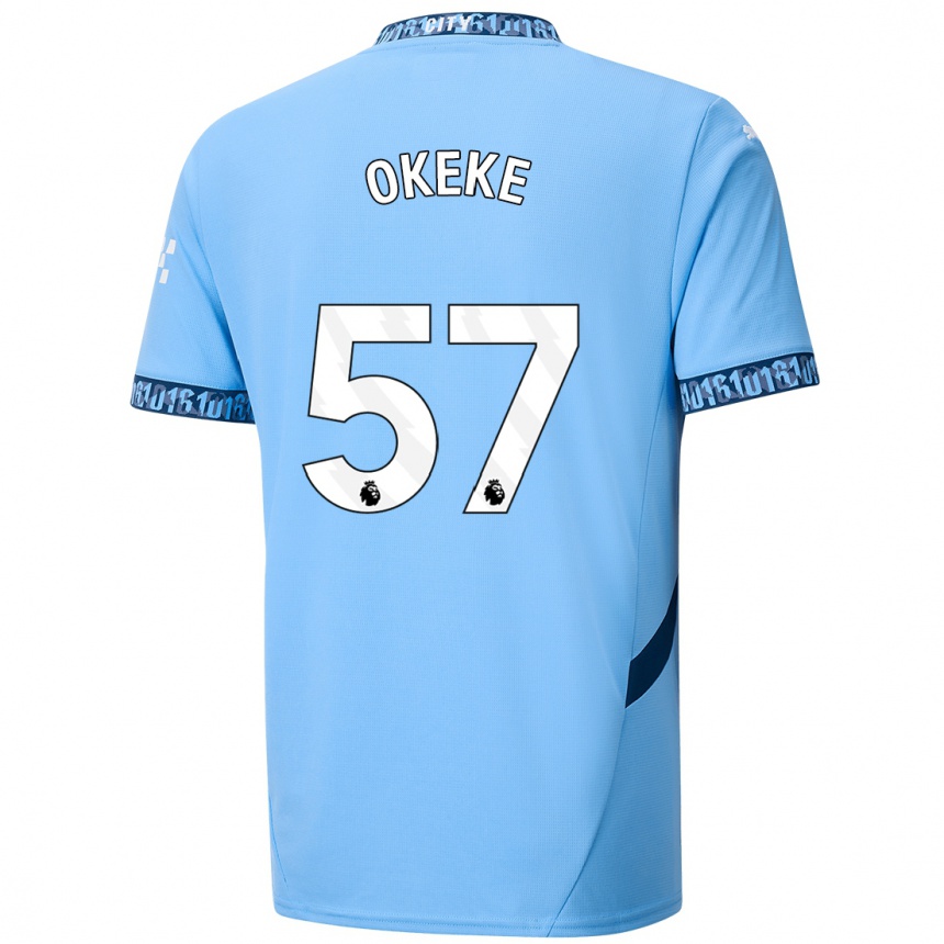 Kids Football Michael Okeke #57 Navy Blue Home Jersey 2024/25 T-Shirt Australia